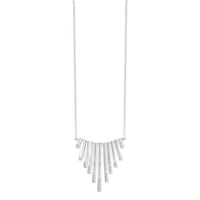 Rhodium plated fringe motif necklace ubn82079